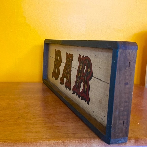 Vintage Hand Crafted by Stars & Stripes Wooden "BAR" Sign Wall Table House Decor - Picture 4 of 10